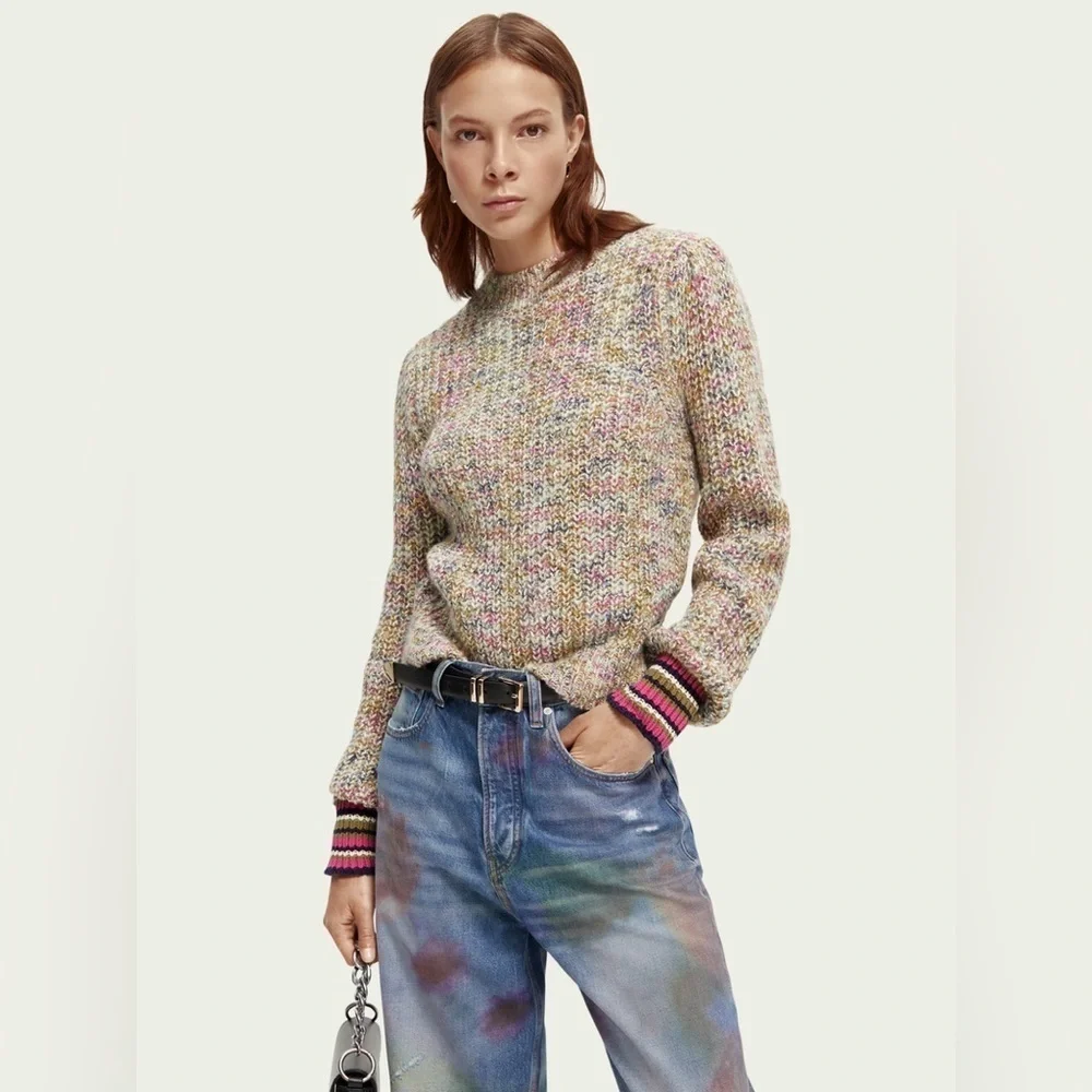 NWOT Scotch & Soda Crewneck sweater with striped cuffs